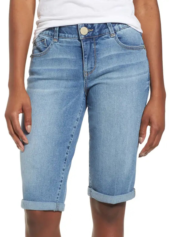 Pocket Roll Hem Button Up Shorts